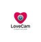 Love Heart Camera Logo. Love Photography Logo Template Vector .