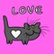 Love heart cat vector illustration