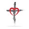 Love heart and cross religion symbol of faith vector