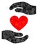 Love Heart Hands Protection Triangle Lowpoly Flat Icon