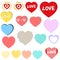 Love Heart icon set / collection, tags, stickers