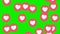 Love heart icon symbol animation across on green screen