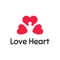 Love heart logotype design with silhouette of a man. Vector flat illustration of three red hearts.