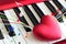 Love heart on piano keyboard