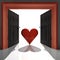 Love heart in red doorway