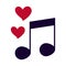 Love heart romantic feeling note music melody flat style icon