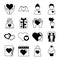 Love heart romantic passion feeling message linear style icons set