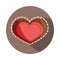 Love heart romatic dotted outline block and flat icon