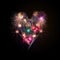 Love heart shape firework display.