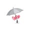 Love heart sign over umbrella protection Two hearts in love icon