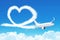 Love heart in the sky concept aviation airplane.