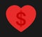 Love heart with symbol of US dollar