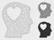 Love Heart Think Vector Mesh Network Model and Triangle Mosaic Icon