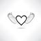 Love heart with wings. Valentine day icon. Lost love sign.