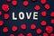 Love heart on wooden black background,valentines day concept