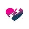 Love hearth modern creative full color lightning energy power electric logo design
