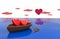Love hearts in a boat