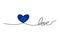 Love with hearts in continuous drawing lines in a flat style in continuous drawing lines and European Union flag