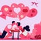 Love hearts couple picnic valentine vector design