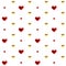 Love hearts decoration gold and red multicolor. Romantic happy joy relationship. Valentines Day pattern concept.