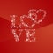 Love hearts full of stars red background