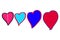 Love hearts icons, Red blue love symbols