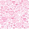 Love hearts seamless pattern. Doodle heart. Romantic background. Vector illustration
