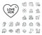 Love him line icon. Sweet heart sign. Valentine day. Plane jet, travel map and baggage claim. Vector