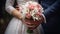 love holding wedding flowers background