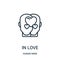 in love icon vector from human mind collection. Thin line in love outline icon vector illustration. Linear symbol for use on web