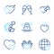 Love icons set. Included icon as Male female, Honeymoon cruise, International love signs. Vector