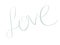 Love illustration. Handwritten Love text sign on white background isolated. Wedding greeting card. Happy valentines day