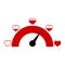 Love indicator with red hearts for mobile app