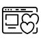 Love internet letter icon, outline style