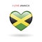 Love Jamaica symbol. Flag Heart Glossy icon on a white background