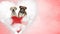 In love Labrador Retriever and Boxer puppies looking forward