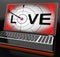 Love On Laptop Shows Romance