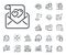 Love letter line icon. Valentine sign. Plane jet, travel map and baggage claim. Vector