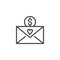 Love letter with money outline icon