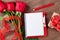 Love letter notepad, red roses and gift box