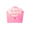 Love letter. Open envelope with valentine letter. Vanentine day, romantic confession concept