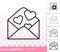 Love Letter simple line heart envelope vector icon