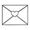 A love letter with a stamp in the shape of a heart.  The outline of the message on an isolated background. Vector illustration.