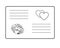 Love letter Valentine. Envelope with a love message decorated with two hearts and a lipstick print - vector linear picture for col