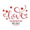 Love lettering. Happy Valentine`s day. Vector illustration with word love for greeting card and sales promotions