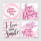 Love lettering on pink grunge pattern, original design