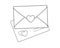 Love letters - two envelopes with hearts - linear vector illustration for coloring. Love notes in envelopes decorated with hearts.