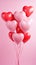 Love Lifted: A Single Heart-Shaped Balloon Held Aloft Against a Pink Canvas. Generative AI