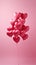 Love Lifted: A Single Heart-Shaped Balloon Held Aloft Against a Pink Canvas. Generative AI