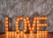 Love light retro letters metal gray textured